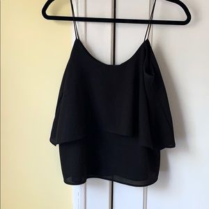 Paper Crane Black Spaghetti Strap Tiered Blouse